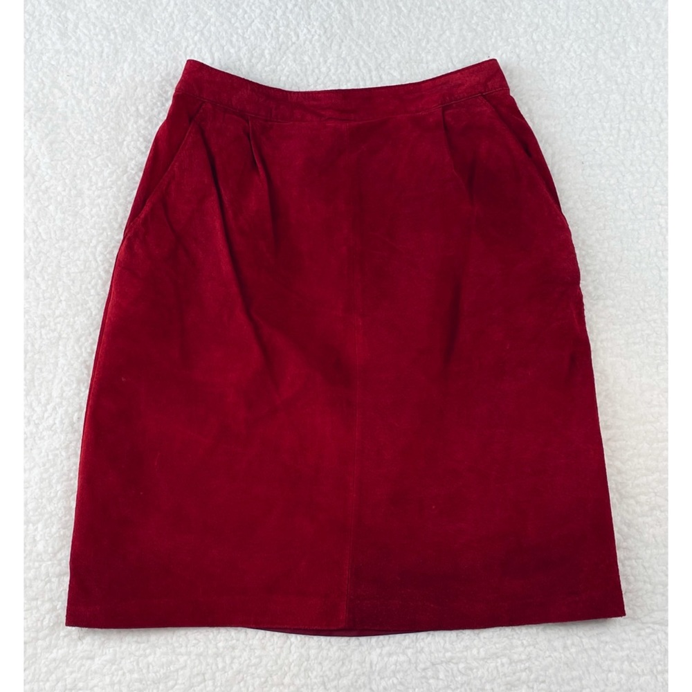 (VTG) TOFFS • Red Genuine Leather Pencil Skirt, 4P